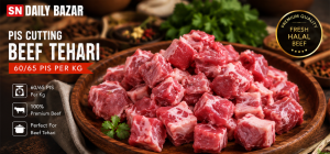 Premium Tehari Cut Beef Bone-In (60–65 Pieces per KG)
